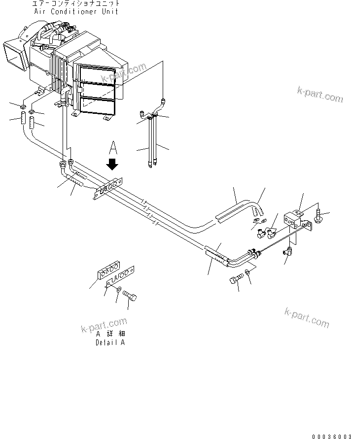 Komatsu parts book diagram for HM300-1 S/N 1001-UP: FLOOR SUB ASS'Y (AIR CONDITIONER) (PIPING)(#1016-)