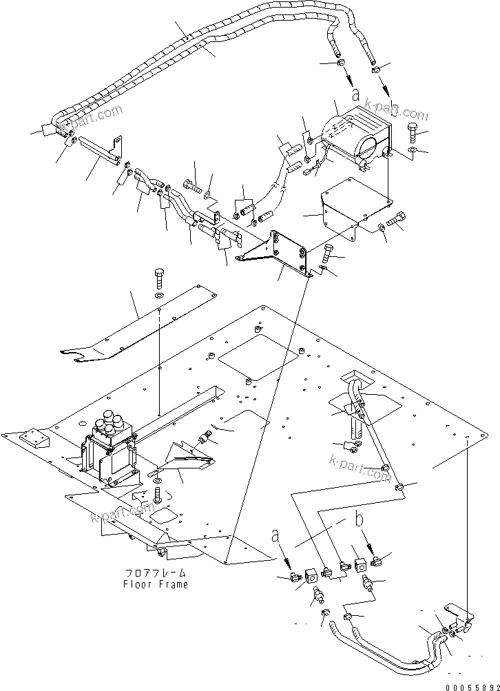 Komatsu parts book diagram for HM300-1 S/N 1001-UP: FLOOR SUB ASS'Y (AIR CONDITIONER) (ADDITIONAL HEATER) (WITH DOOR DEFROSTER)(#1626-)