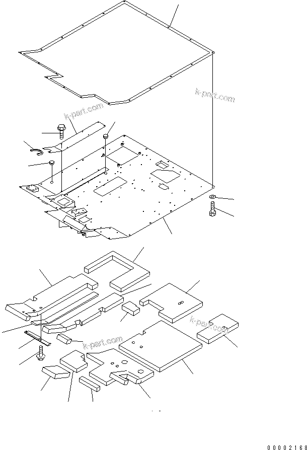 Komatsu parts book diagram for HM300-1 S/N 1001-UP: FLOOR SUB ASS'Y (FLOOR FRAME AND MAT)(#1016-)