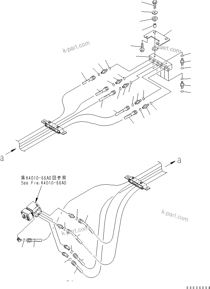 Komatsu parts book diagram for HM300-1 S/N 1001-UP: FLOOR SUB ASS'Y (STEERING VALVE PIPING)(#1016-)