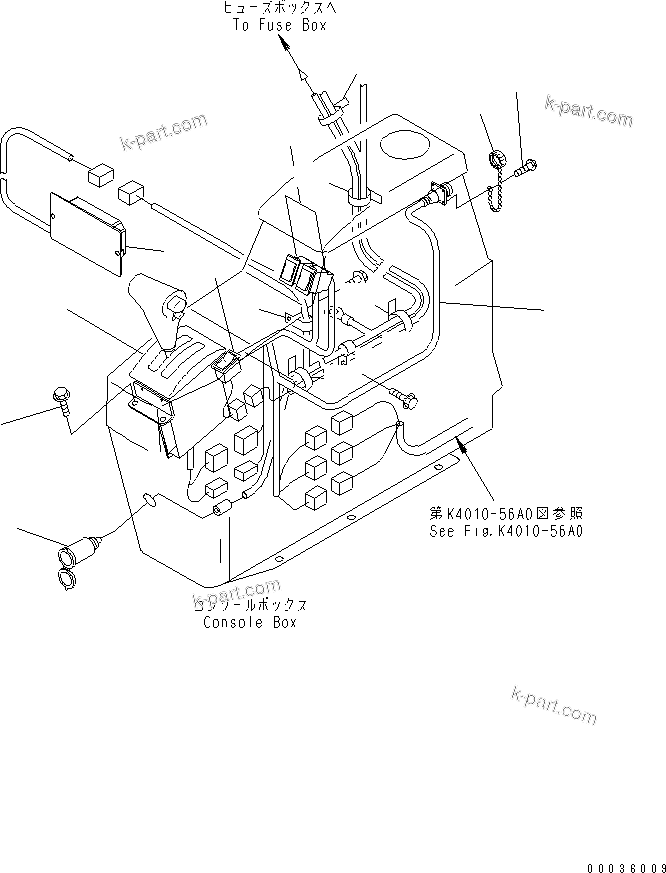 Komatsu parts book diagram for HM300-1 S/N 1001-UP: FLOOR SUB ASS'Y (CONSOLE BOX) (ELECTRICAL SYSTEM) (12V)(#1016-)