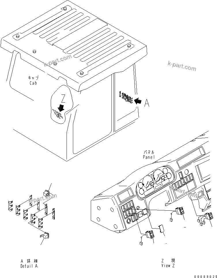 Komatsu parts book diagram for HM300-1 S/N 1001-UP: FLOOR SUB ASS'Y (CAB ELECTRICAL) (WITH EXHAUST BRAKE ? SIDE LAMP AND BEACON LAMP)(#1337-)