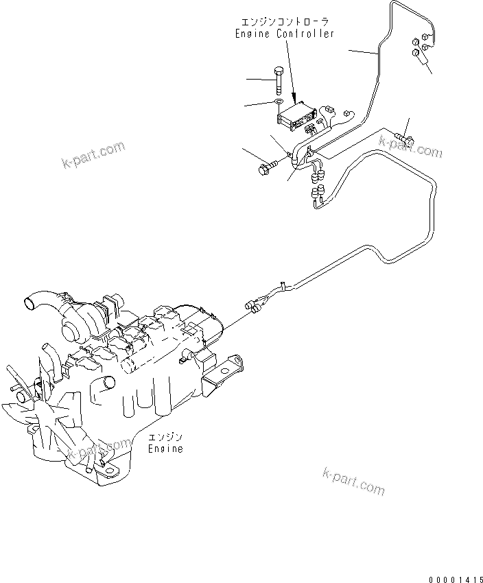 Komatsu parts book diagram for HM300-1 S/N 1001-UP: FLOOR SUB ASS'Y (ENGINE CONTROLLER HARNESS)(#1016-)