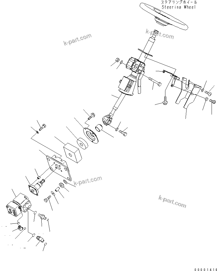 Komatsu parts book diagram for HM300-1 S/N 1001-UP: FLOOR SUB ASS'Y (STEERING COLUMN)(#1016-)