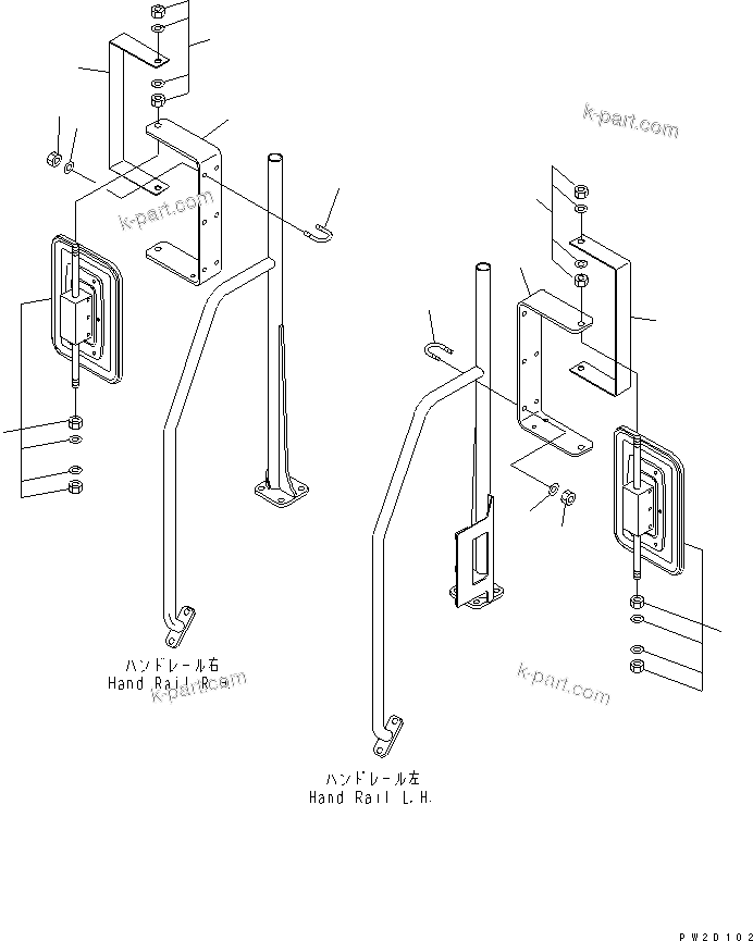 Komatsu parts book diagram for HM300-1 S/N 1001-UP: SIDE MIRROR(#1001-1172)