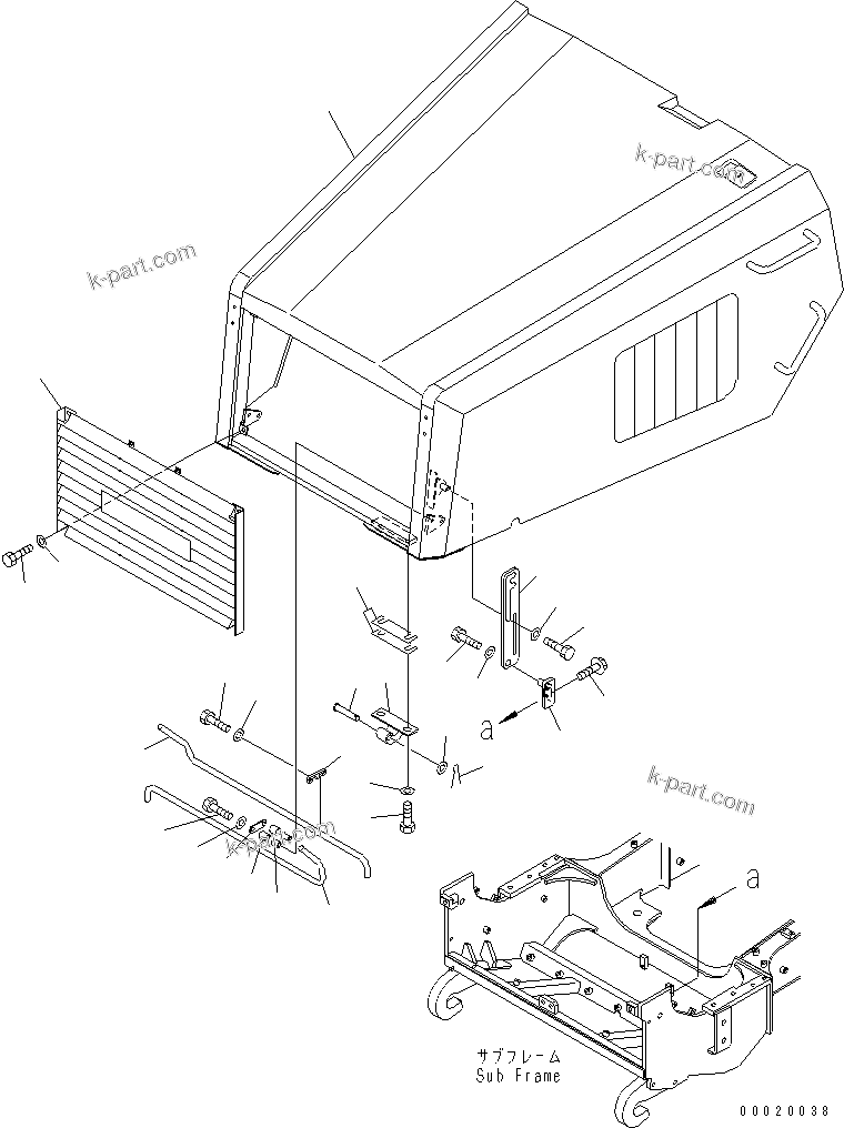 Komatsu parts book diagram for HM300-1 S/N 1001-UP: ENGINE HOOD AND RELATED PARTS (1/2) (FOR SAND PROTECT)(#1001-1172)