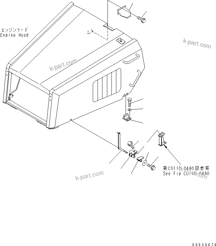 Komatsu parts book diagram for HM300-1 S/N 1001-UP: SEAL (FOR ENGINE HOOD)(#1173-)