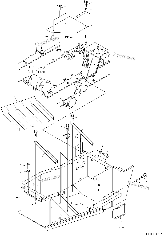 Komatsu parts book diagram for HM300-1 S/N 1001-UP: LOWER FENDER ? L.H. (1/2)