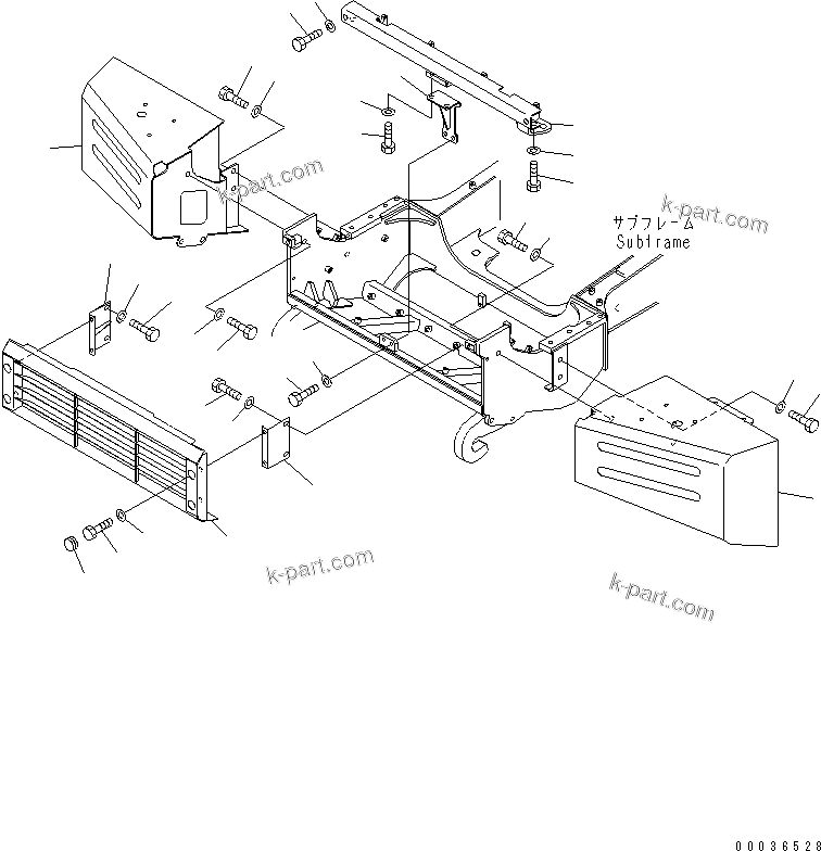 Komatsu parts book diagram for HM300-1 S/N 1001-UP: FRONT FRAME (BUMPER) (FOR SAND PROTECT)(#1001-1408)