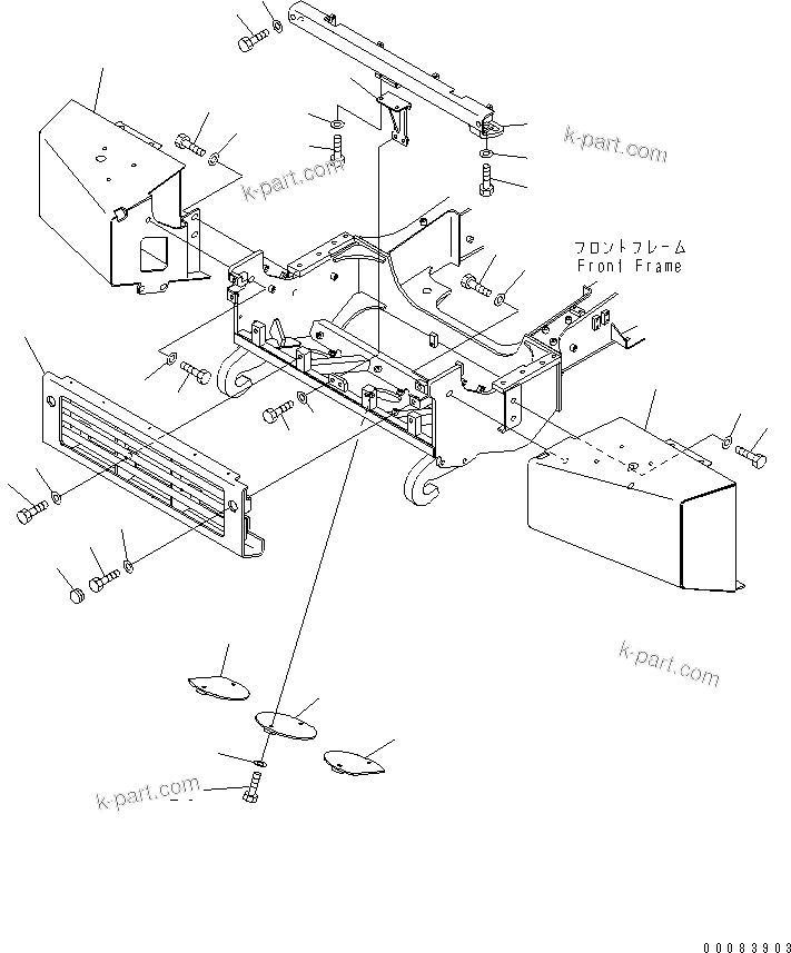 Komatsu parts book diagram for HM300-1 S/N 1001-UP: FRONT FRAME (BUMPER) (COLD SPEC.)(#1626-)
