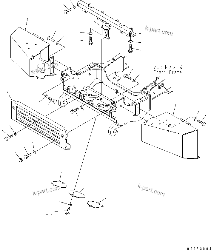 Komatsu parts book diagram for HM300-1 S/N 1001-UP: FRONT FRAME (BUMPER) (FOR SAND PROTECT) (COLD SPEC.)(#1626-)