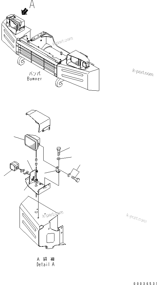 Komatsu parts book diagram for HM300-1 S/N 1001-UP: HEAD LAMP SUB ASS'Y (R.H.)(#1173-)