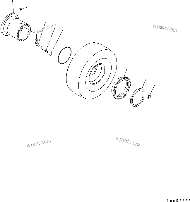 Komatsu parts book diagram for HM300-1 S/N 1001-UP: RIM (24.0-25WTB)(#1023-)