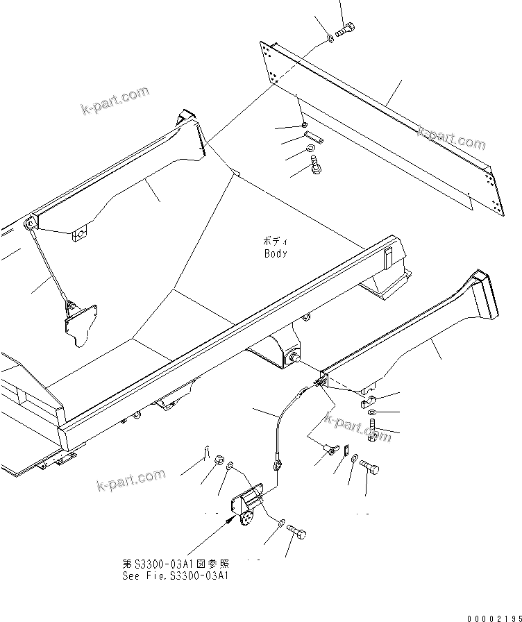 Komatsu parts book diagram for HM300-1 S/N 1001-UP: TAIL GATE(#1001-1150)