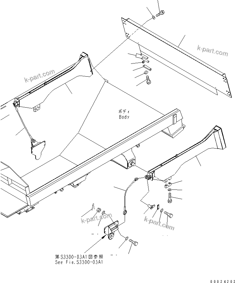 Komatsu parts book diagram for HM300-1 S/N 1001-UP: TAIL GATE(#1151-)