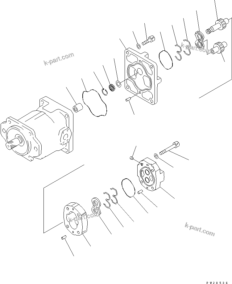Komatsu parts book diagram for HM300-1 S/N 1001-UP: HYDRAULIC GEAR PUMP (SAR80 ?18) (2/2)
