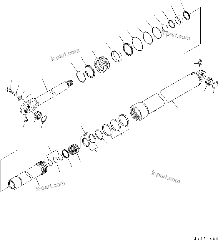 Komatsu parts book diagram for HM300-1 S/N 1001-UP: HOIST CYLINDER(#1033-1627)