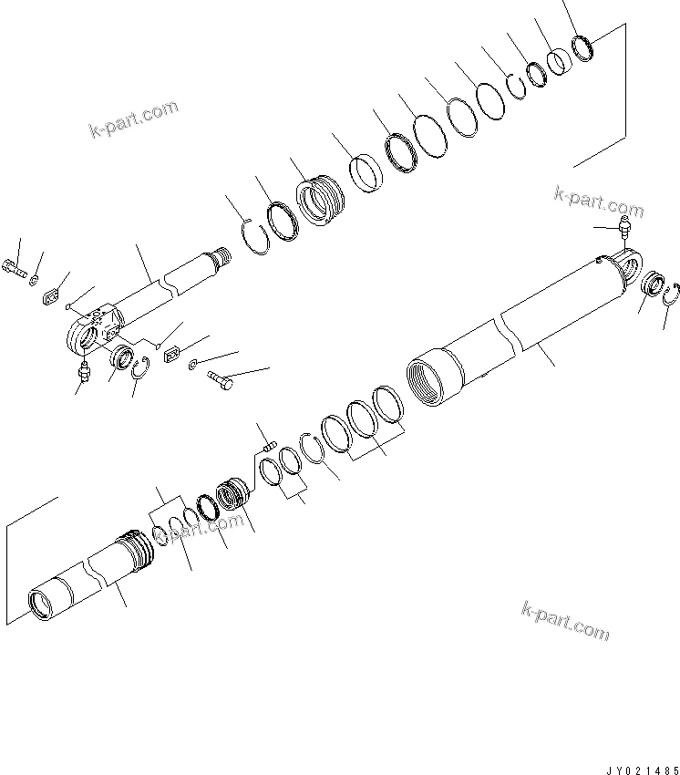 Komatsu parts book diagram for HM300-1 S/N 1001-UP: HOIST CYLINDER(#1628-)