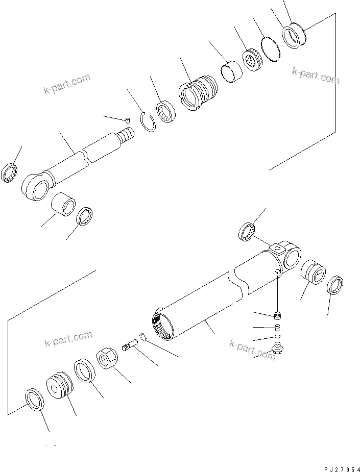 Komatsu parts book diagram for HM300-1 S/N 1001-UP: STEERING CYLINDER