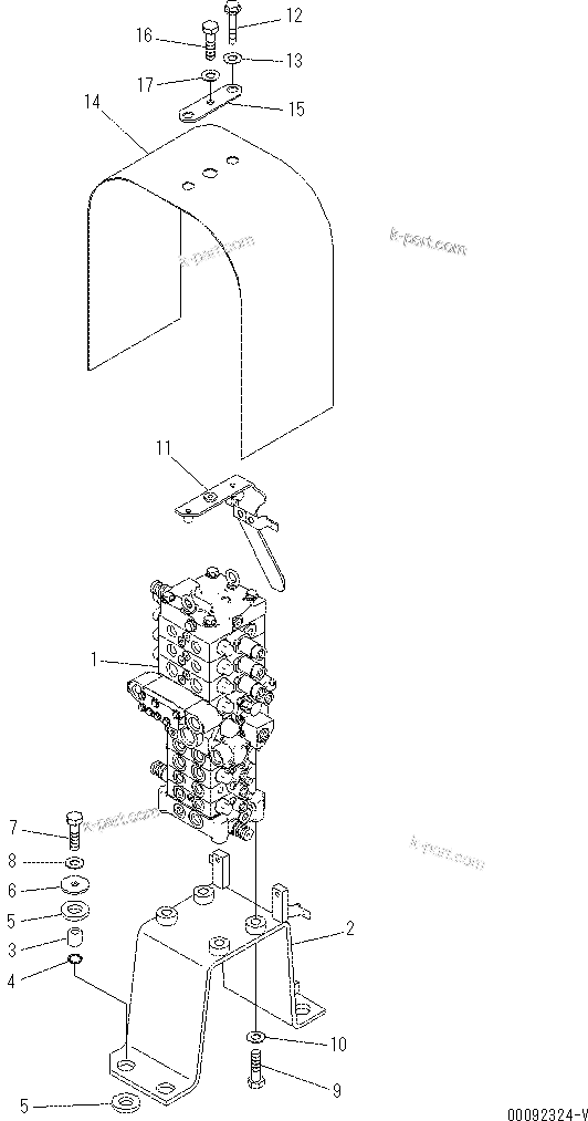 Komatsu parts book diagram for PC70-8 S/N DBBT0001~-up: MAIN CONTROL VALVE (BLADE SPEC.) (PROVISION FOR 1-ADDITIONAL ACTUATOR PIPING)