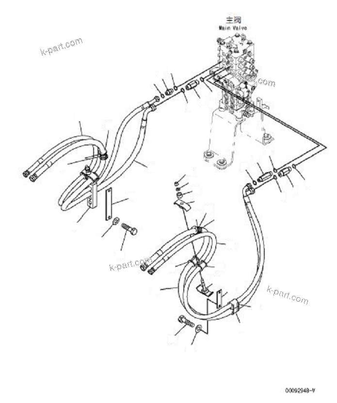 Komatsu parts book diagram for PC70-8 S/N DBBT0001~-up: ARM AND BUCKET PIPING
