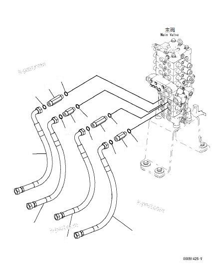 Komatsu parts book diagram for PC70-8 S/N DBBT0001~-up: TRAVEL PIPING (BLADE SPEC.)