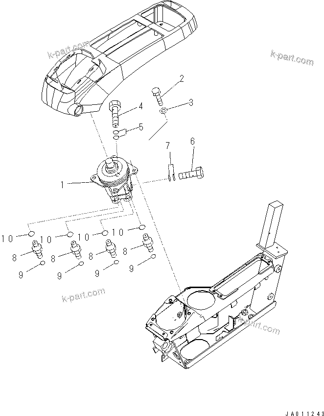 Komatsu parts book diagram for PC70-8 S/N DBBT0001~-up: OPERATOR'S CAB (FLOOR) (P.P.C. VALVE,  L.H.)