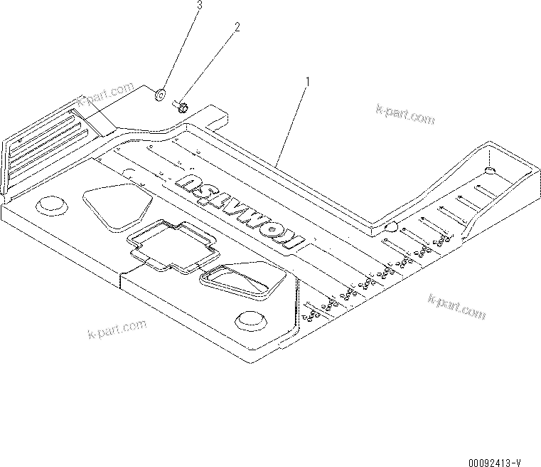 Komatsu parts book diagram for PC70-8 S/N DBBT0001~-up: FLOOR MAT (PROVISION FOR 1-ADDITIONAL ACTUATOR PIPING)