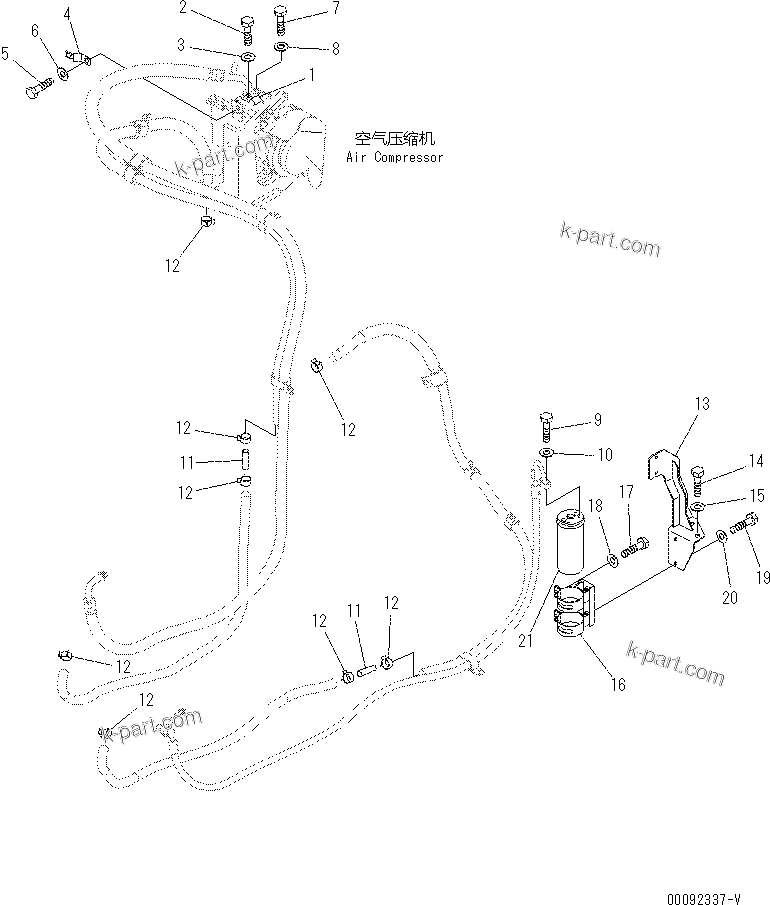 Komatsu parts book diagram for PC70-8 S/N DBBT0001~-up: AIR CONDITIONER (PIPING) (3/3)