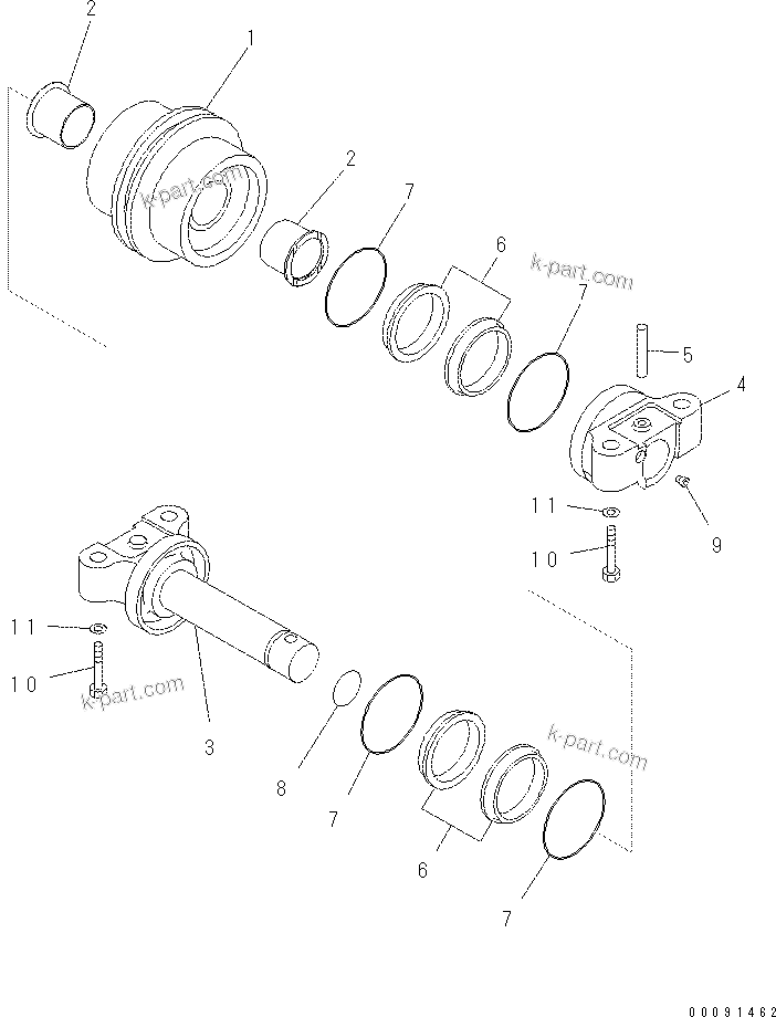 Komatsu parts book diagram for PC70-8 S/N DBBT0001~-up: TRACK ROLLER(#10011-10015)