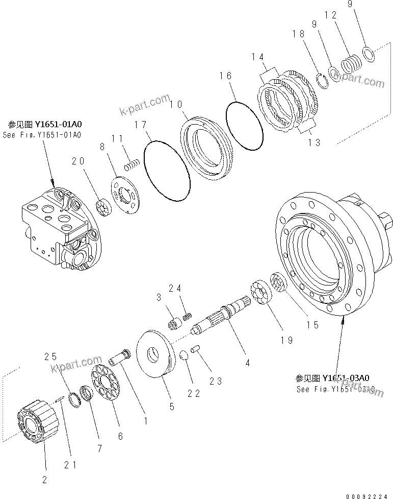 Komatsu parts book diagram for PC70-8 S/N DBBT0001~-up: TRAVEL M0TOR (2/3)