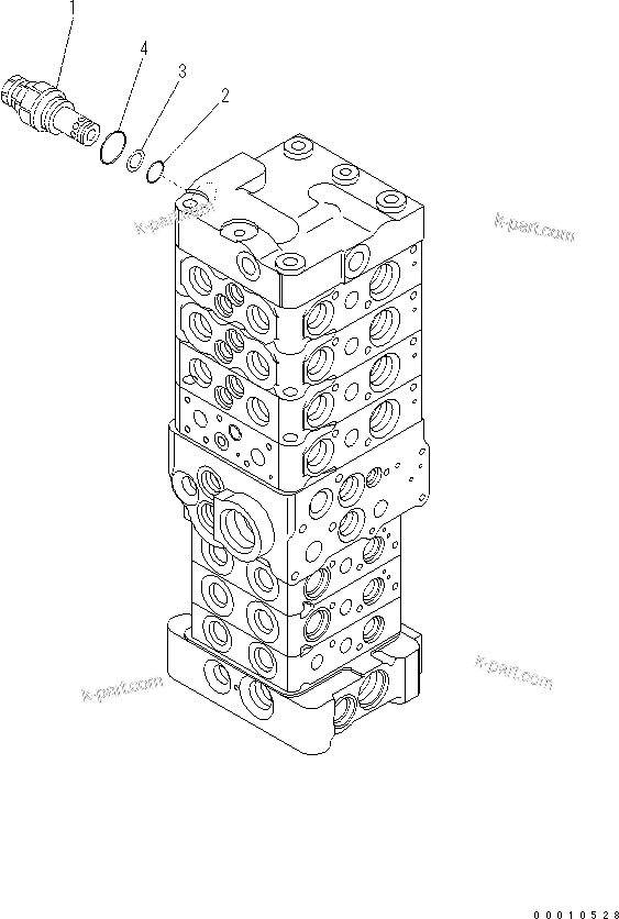 Komatsu parts book diagram for PC70-8 S/N DBBT0001~-up: MAIN VALVE (7-VALVE) (11/18) (ATTACHMENT AND WITHOUT BLADE)