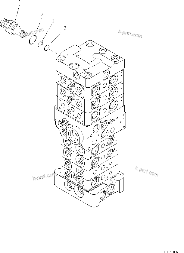 Komatsu parts book diagram for PC70-8 S/N DBBT0001~-up: MAIN VALVE (7-VALVE) (11/18) (WITH BLADE)