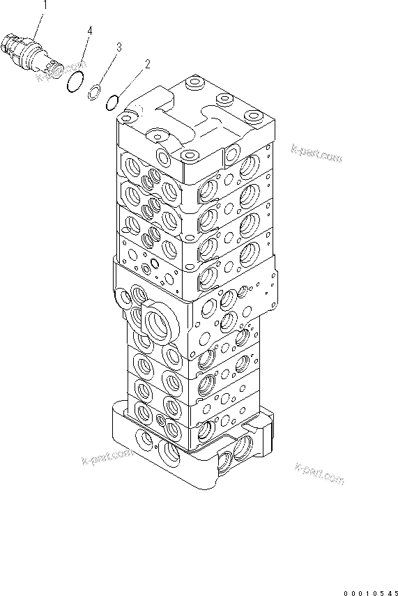 Komatsu parts book diagram for PC70-8 S/N DBBT0001~-up: MAIN VALVE (8-VALVE) (11/20) (ATTACHMENT AND WITH BLADE)