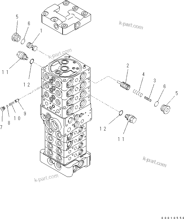 Komatsu parts book diagram for PC70-8 S/N DBBT0001~-up: MAIN VALVE (8-VALVE) (20/20) (ATTACHMENT AND WITH BLADE)