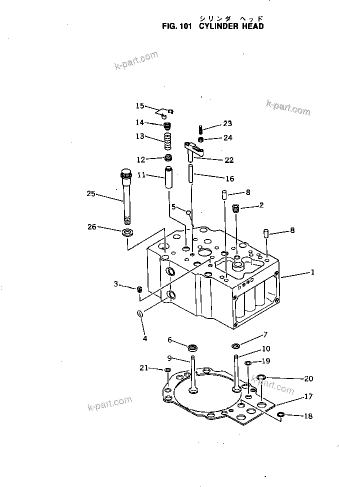 Komatsu parts book diagram for KT-1150-1A S/N 101153-UP: CYLINDER HEAD