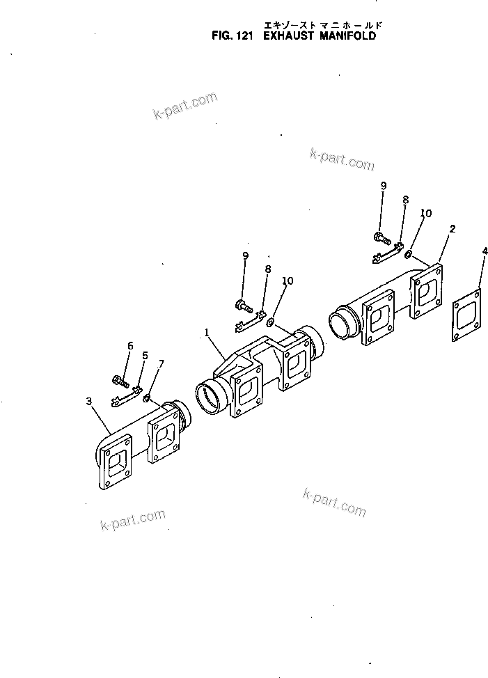 Komatsu parts book diagram for KT-1150-1A S/N 101153-UP: EXHAUST MANIFOLD