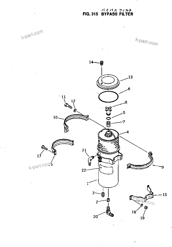 Komatsu parts book diagram for KT-1150-1A S/N 101153-UP: BYPASS FILTER