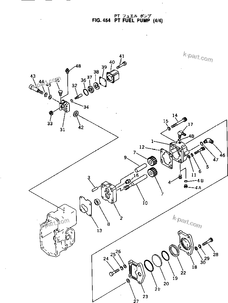 Komatsu parts book diagram for KT-1150-1A S/N 101153-UP: PT FUEL PUMP (4/4) (INNER PARTS)