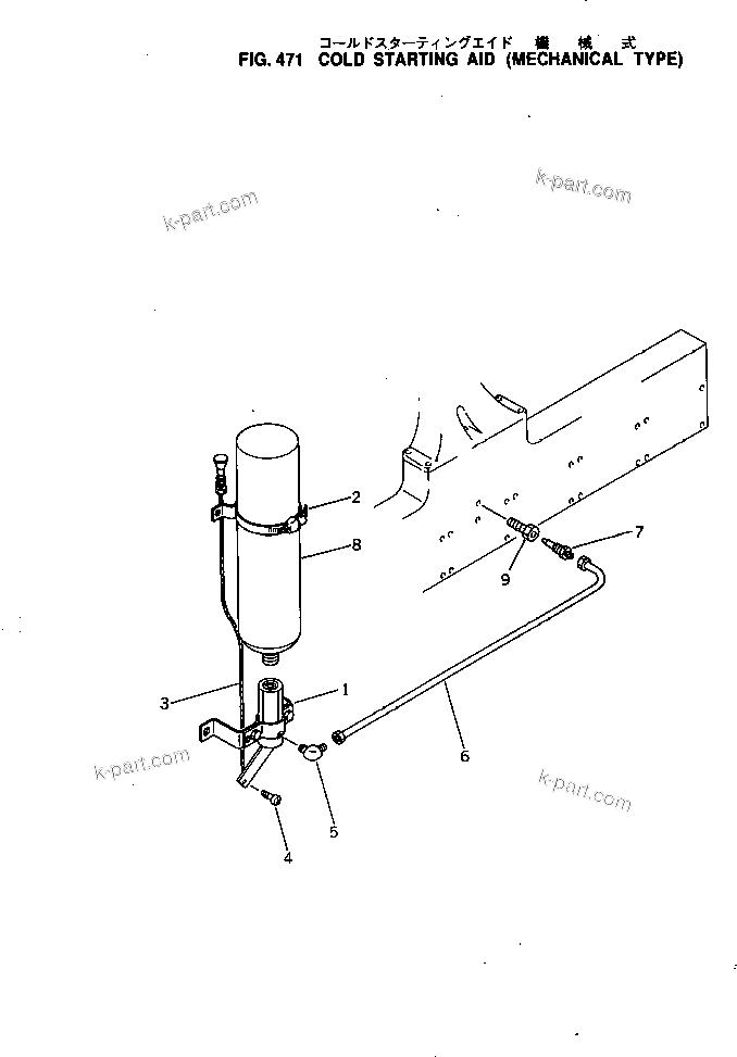Komatsu parts book diagram for KT-1150-1A S/N 101153-UP: COLD STARTING AID (MECHANICAL TYPE)