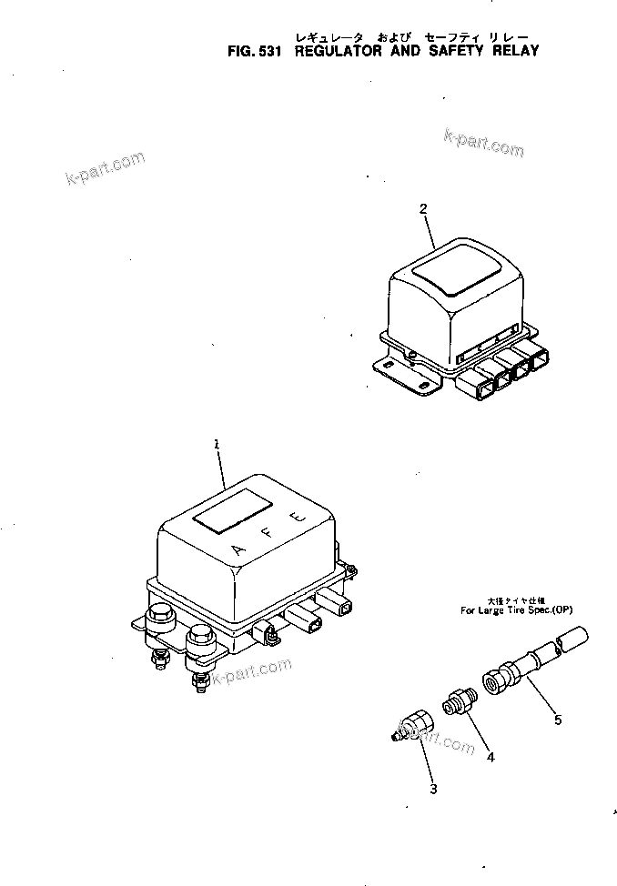 Komatsu parts book diagram for KT-1150-1A S/N 101153-UP: REGULATOR AND SAFETY RELAY