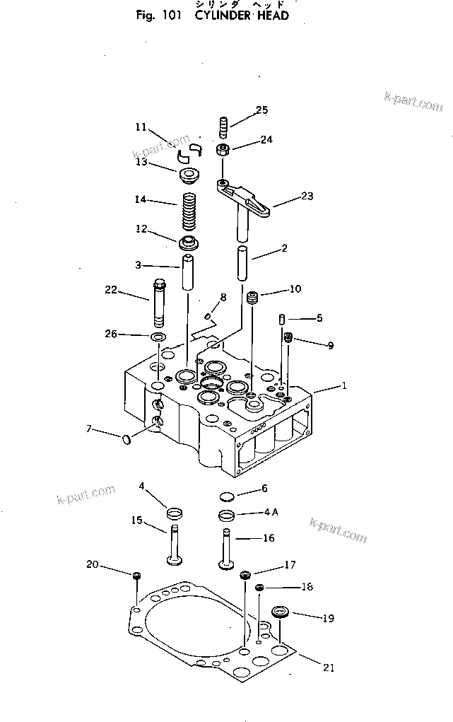 Komatsu parts book diagram for KT-2300-1 S/N 103559-UP: CYLINDER HEAD