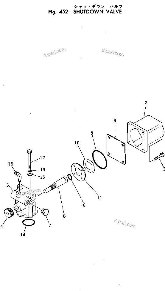 Komatsu parts book diagram for KT-2300-1 S/N 103559-UP: SHUTDOWN VALVE