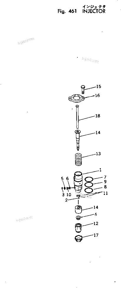Komatsu parts book diagram for KT-2300-1 S/N 103559-UP: INJECTOR