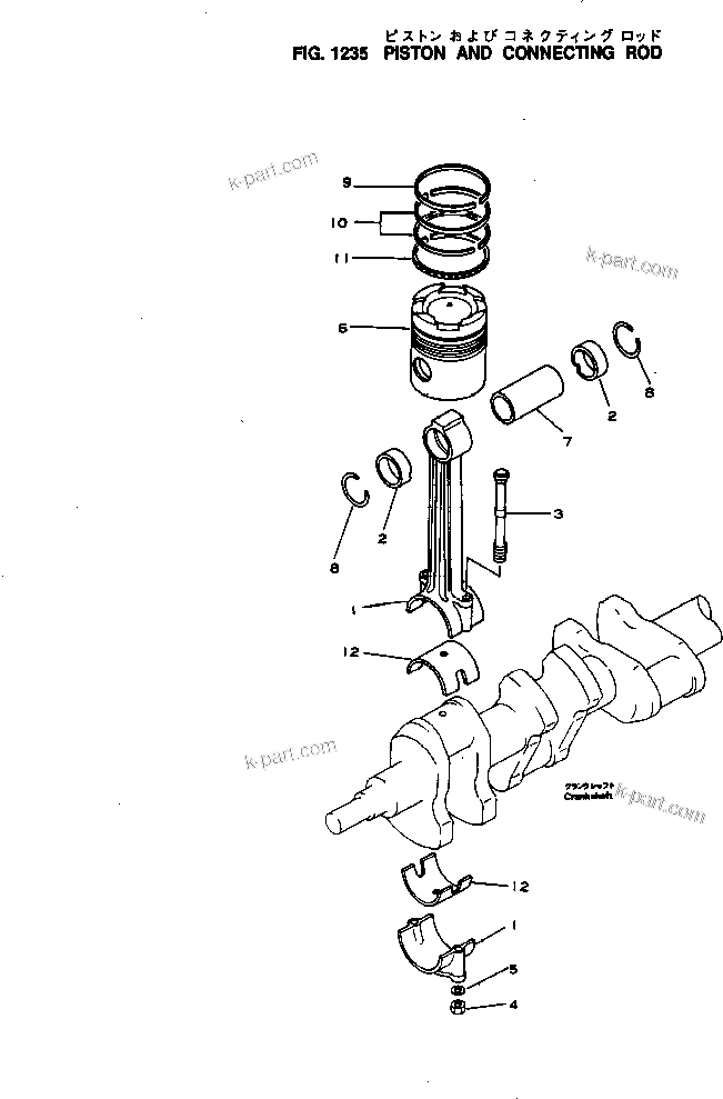 Komatsu parts book diagram for NH-220-CI-2KK S/N 174428-UP: PISTON AND CONNECTING ROD