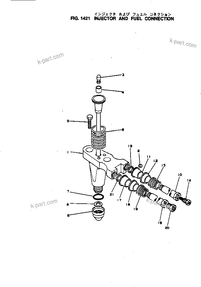 Komatsu parts book diagram for NH-220-CI-2KK S/N 174428-UP: INJECTOR AND FUEL CONNECTION