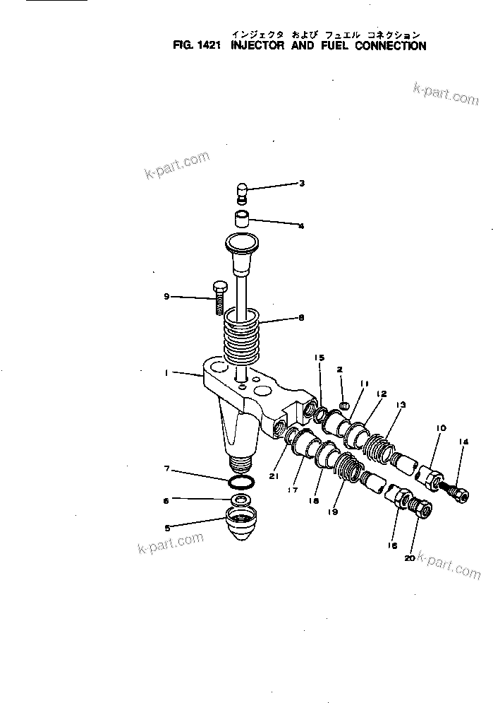 Komatsu parts book diagram for NH-220-CI-2H S/N 100101-UP: INJECTOR AND FUEL CONNECTION