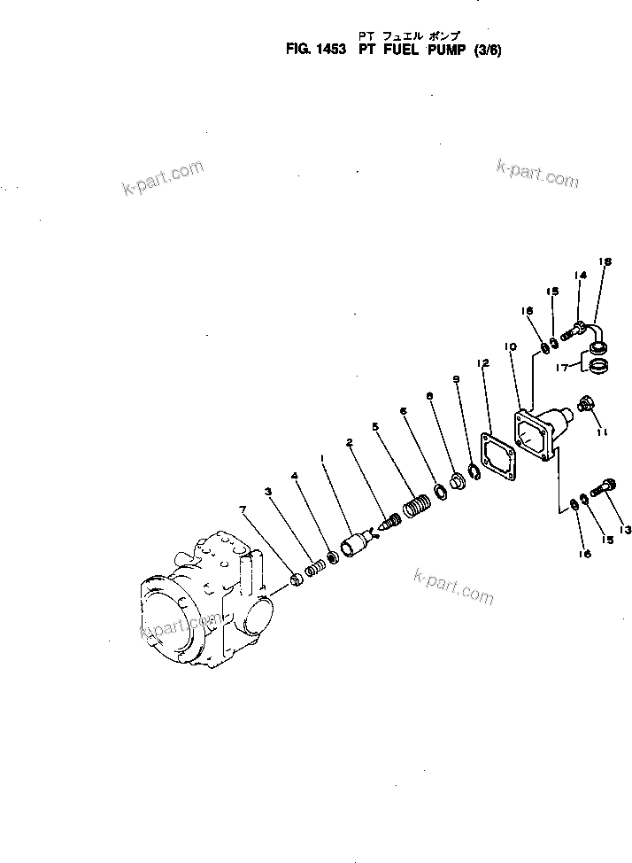Komatsu parts book diagram for NH-220-CI-2H S/N 100101-UP: PT FUEL PUMP (3/6)
