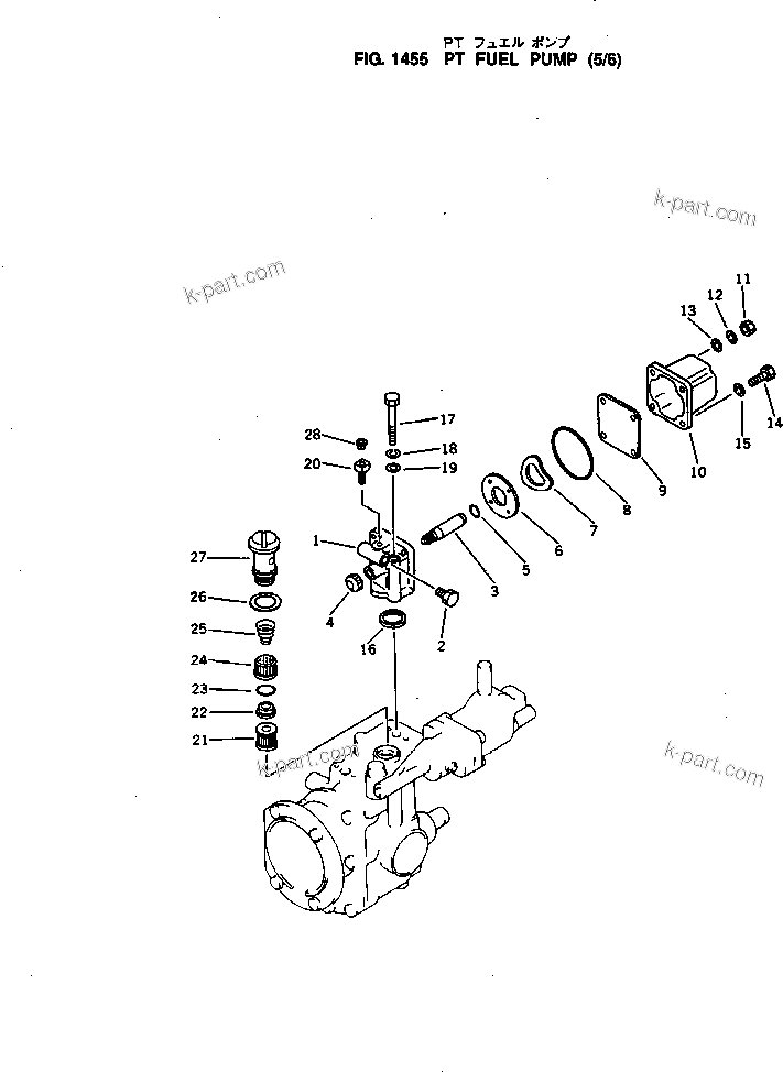 Komatsu parts book diagram for NH-220-CI-2H S/N 100101-UP: PT FUEL PUMP (5/6)