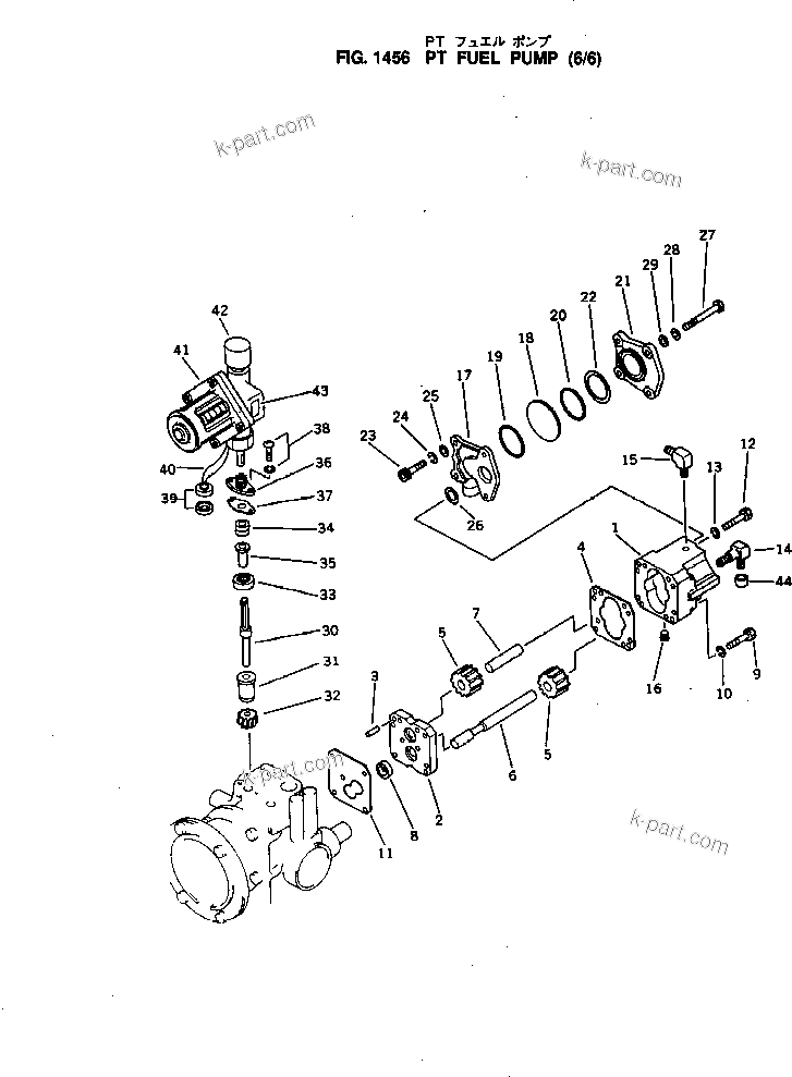 Komatsu parts book diagram for NH-220-CI-2H S/N 100101-UP: PT FUEL PUMP (6/6)